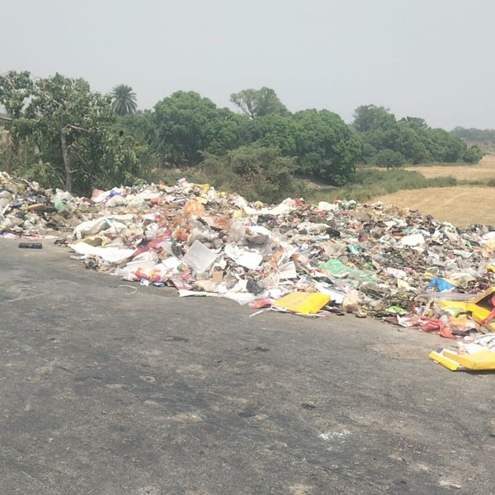 रुद्रपुर-पिंडरा मार्ग पर कूड़े का ढेर:नगर पंचायत की अनदेखी से संक्रमण का खतरा बढ़ा