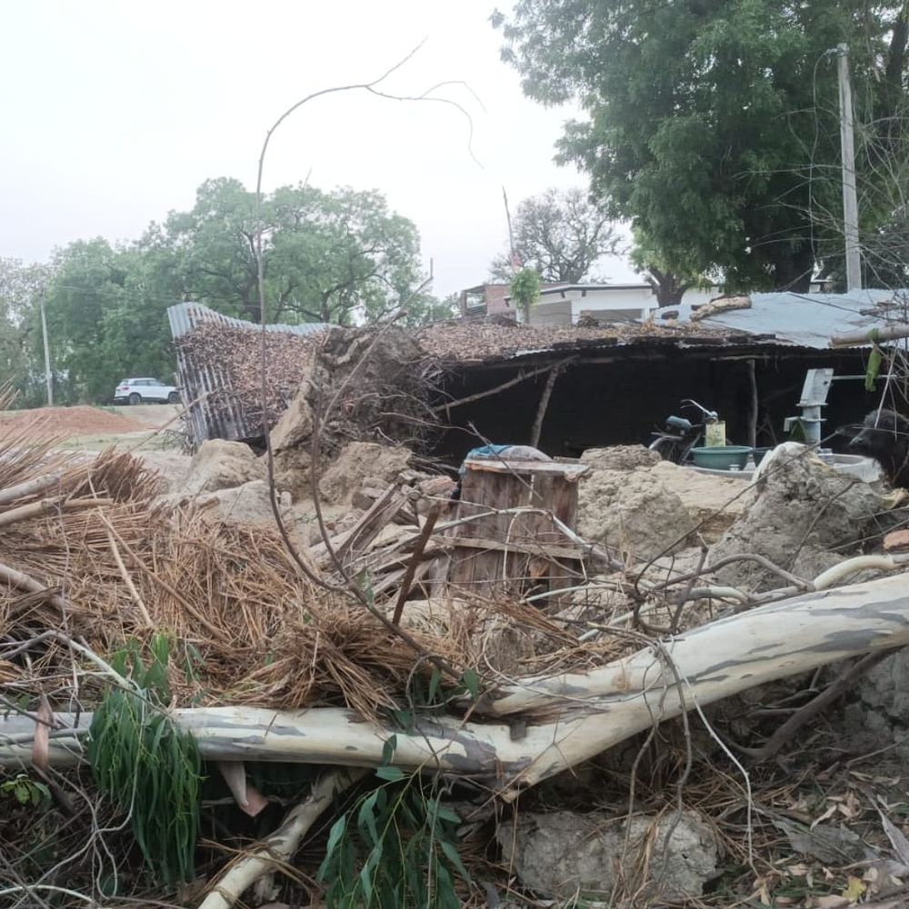 कच्चे मकान पर पेड़ गिरने से दबकर बुजुर्ग की मौत:अमेठी में तेज आंधी से यूकेलिप्टस का पेड़ गिरने से घर जमींदोज