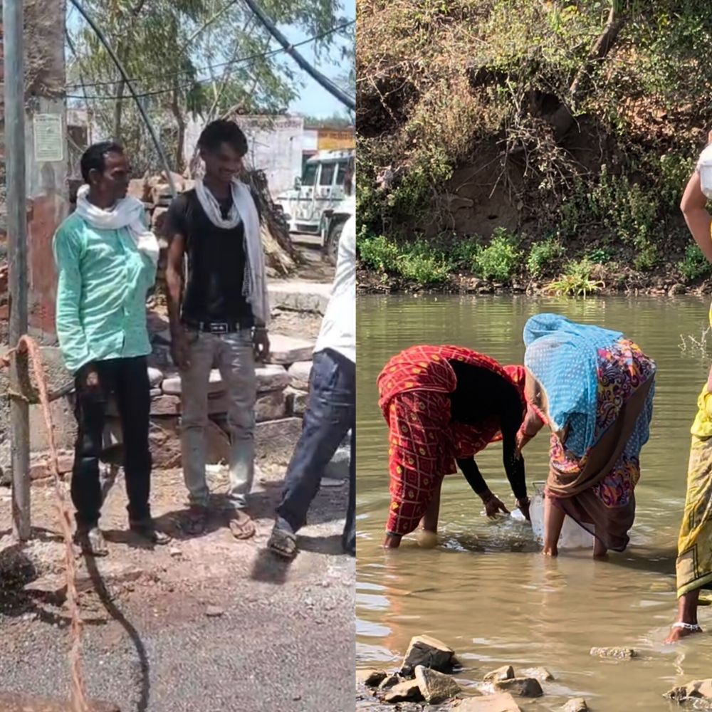 शिवपुरी के छिपौल गांव में प्रशासन ने बोरवेल कराया:अब ग्रामीणों को मिलेगा साफ पानी, नदी का गंदा पानी पीने को थे मजबूर