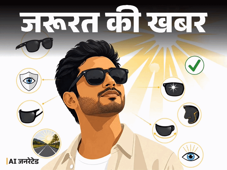 
                 जरूरत की खबर- तेज धूप में सनग्लासेस पहनना जरूरी:UV किरणों से आंखों को होते 10 नुकसान, खरीदते समय ये 8 जरूरी बातें ध्यान रखें 
            