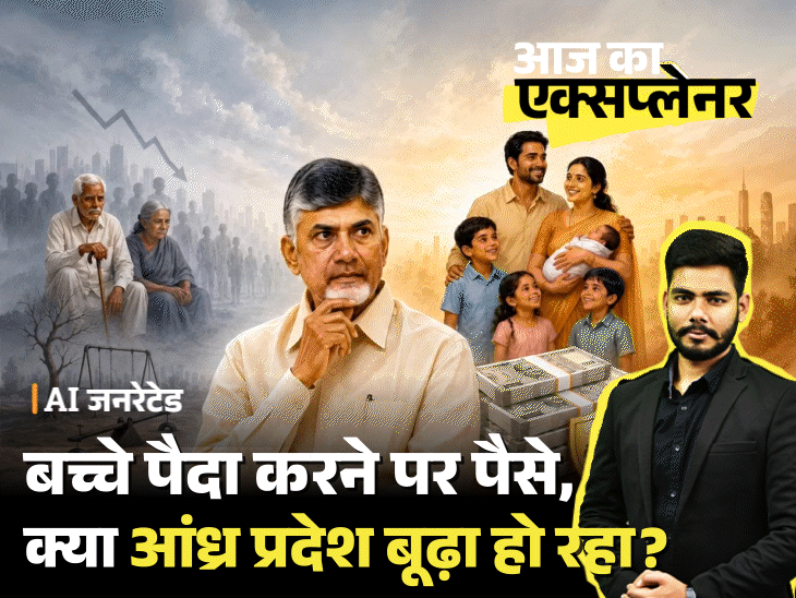 आज का एक्सप्लेनर:4 बच्चे होने पर मिलेंगे 95 हजार, आंध्र प्रदेश CM ने क्यों कहा- बच्चे ही हमारी दौलत; इसका भारत पर क्या असर