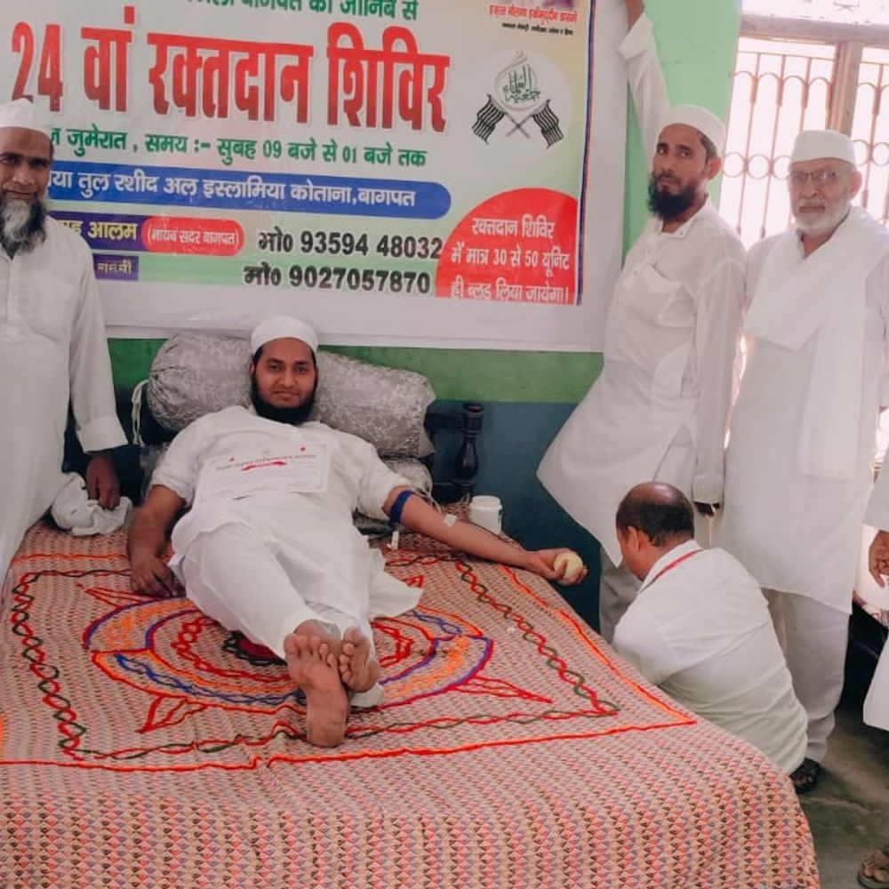 कोताना में जमीयत उलेमा का 24वां रक्तदान शिविर का आयोजन:22 लोगों ने कराया पंजीकरण, 12 ने किया सफल रक्तदान