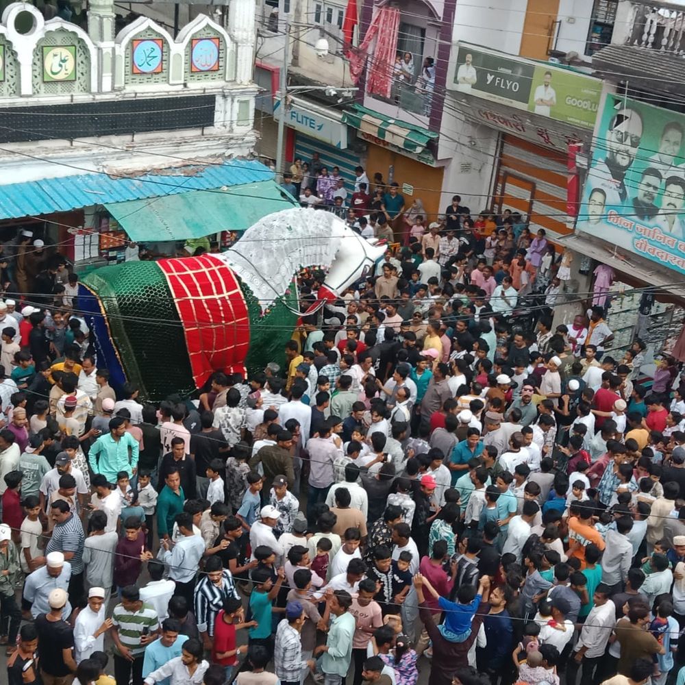 शाही शबीह-ए-दुलदुल हुसैनी चौक पहुंचा:शाजापुर में मोहर्रम की शुरुआत, 5 तारीख से निकलेंगे जुलूस