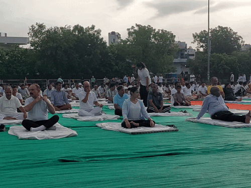 अंतर्राष्ट्रीय योग दिवस पर दौसा में जिला स्तरीय कार्यक्रम:PM के सम्बोधन में योग अपनाने का दिया संदेश; प्रभारी सचिव, कलेक्टर-एसपी भी मौजूद
