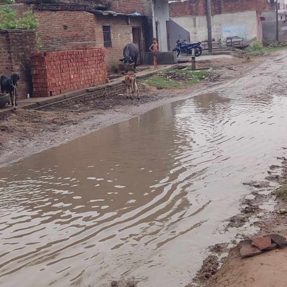 चित्रकूट में चंद्रगहना रोड पर जलभराव:चकमाली मोहल्ले में बारिश से जनजीवन प्रभावित, राहगीर परेशान