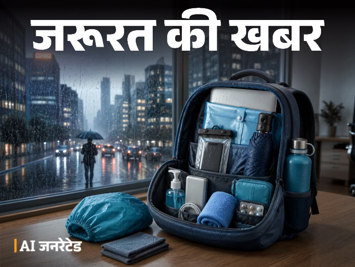 जरूरत की खबर- ऑफिस वर्कर्स के लिए मानसून एसेंशियल्स लिस्ट:बैग में रखें ये 14 चीजें, लैपटॉप-डॉक्यूमेंट्स सेफ रखने के आसान टिप्स