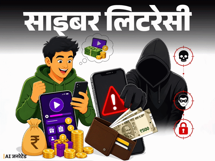 साइबर लिटरेसी- ‘वीडियो देखो, पैसा कमाओ’:ये एड से सावधान! स्कैमर अकाउंट खाली कर देंगे, एक्सपर्ट से समझें, इस फ्रॉड से कैसे बचें
