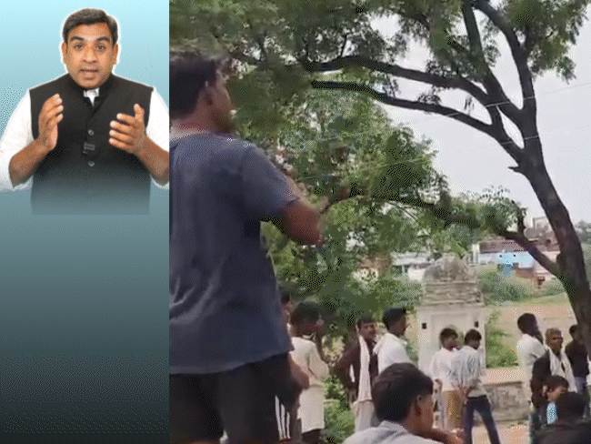हाथ में पुड़िया.. 'नशेड़ी' बन गए IPS अफसर:जीतू पटवारी से चलती सभा में तीखे सवाल; हेड कॉन्स्टेबल की कुर्सी पर बैठा शराब ठेकेदार
