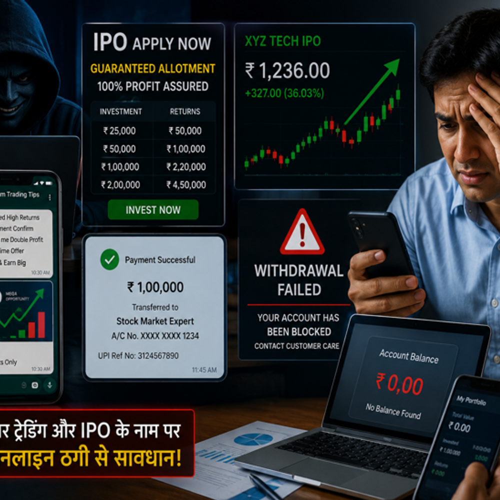 
                 इंदौर- ऑनलाइन ट्रेडिंग के नाम पर 8 लाख की ठगी:व्हाट्सएप ग्रुप से जोड़कर IPO और निवेश का झांसा दिया, साइबर ठगों पर केस दर्ज 
            