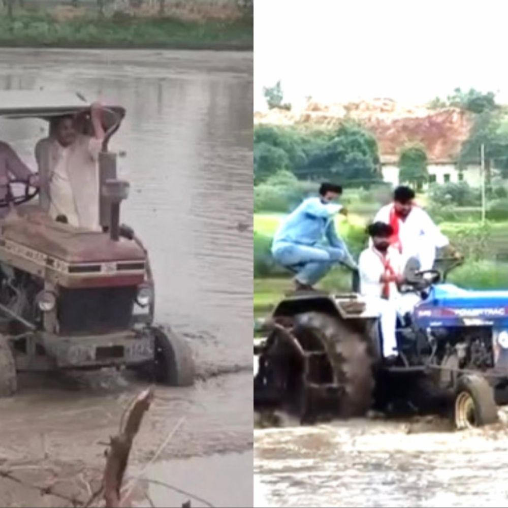 
                 दतिया उपचुनाव में 'ट्रैक्टर पॉलिटिक्स' की चर्चा:जीतू पटवारी के बाद भाजपा प्रत्याशी के भतीजे ने भी चलाया ट्रैक्टर 
            