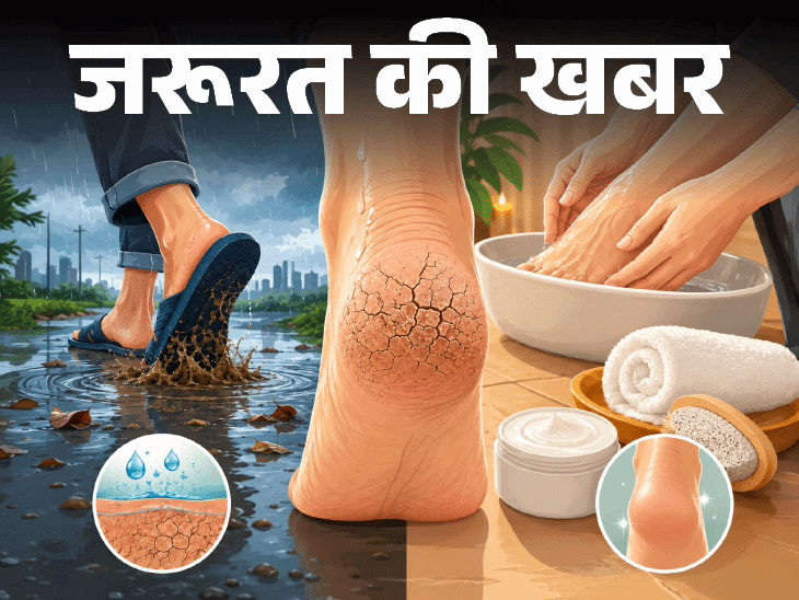 जरूरत की खबर– बारिश में फट रही एड़ियां:नमी, पानी, गंदगी है कारण, जानें कैसे रखें सुरक्षित, मानसून फुट केयर रूटीन के 8 स्टेप्स