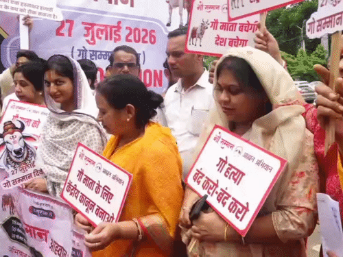 
                 भोपाल में गौ सम्मान अभियान का स्मरण पत्र:प्रधानमंत्री के नाम कलेक्टर को सौंपा ज्ञापन; केंद्रीय गौ संरक्षण कानून, मंत्रालय बनाने की मांग 
            