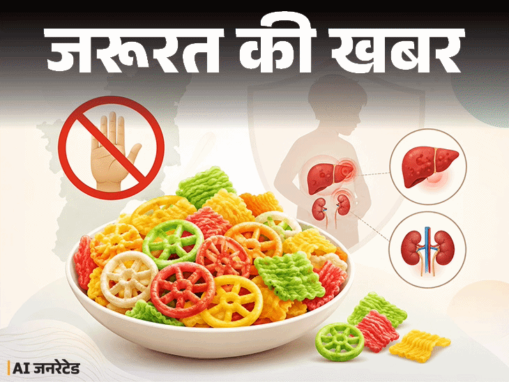 
                 जरूरत की खबर- तमिलनाडु में रंगीन पापड़ पर बैन:सिंथेटिक कलर खतरनाक, किडनी-लिवर डैमेज का रिस्क, खरीदते हुए ध्यान रखें ये 6 बातें 
            