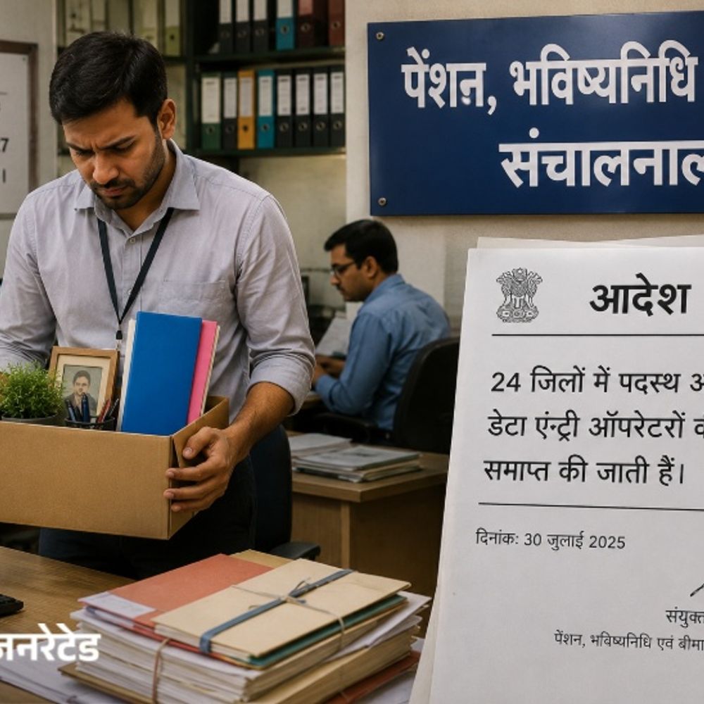 
                 वित्त विभाग ने 24 जिलों के आउटसोर्स कर्मचारी हटाए:पेंशन-भविष्यनिधि कार्यालयों में 1 अगस्त से सेवाएं बंद, 31 मार्च 2027 तक आउटसोर्स व्यवस्था खत्म करने की तैयारी 
            