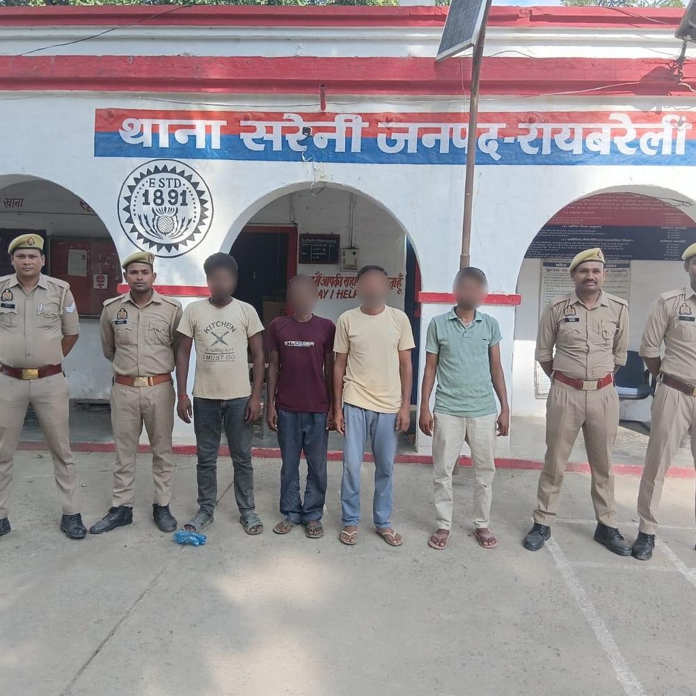 रायबरेली में गैंगस्टर एक्ट का वांछित समेत 5 गिरफ्तार:अपराध नियंत्रण अभियान में नगर व सरेनी पुलिस की कार्रवाई