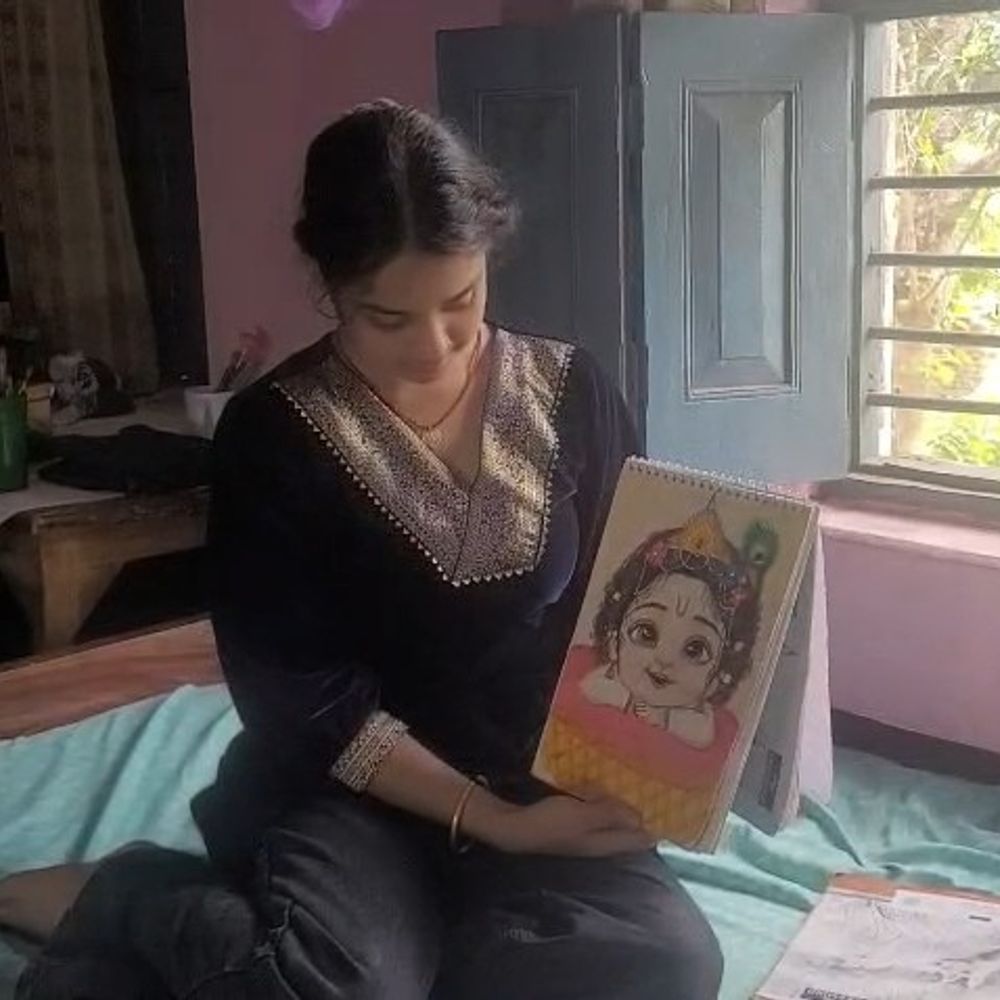 जमुई की छात्रा माही बिना ट्रेनिंग बना रही आर्ट वर्क्स:स्केच पेन से तैयार करती हैं पेंटिंग, देशभर से मिल रहे ऑर्डर