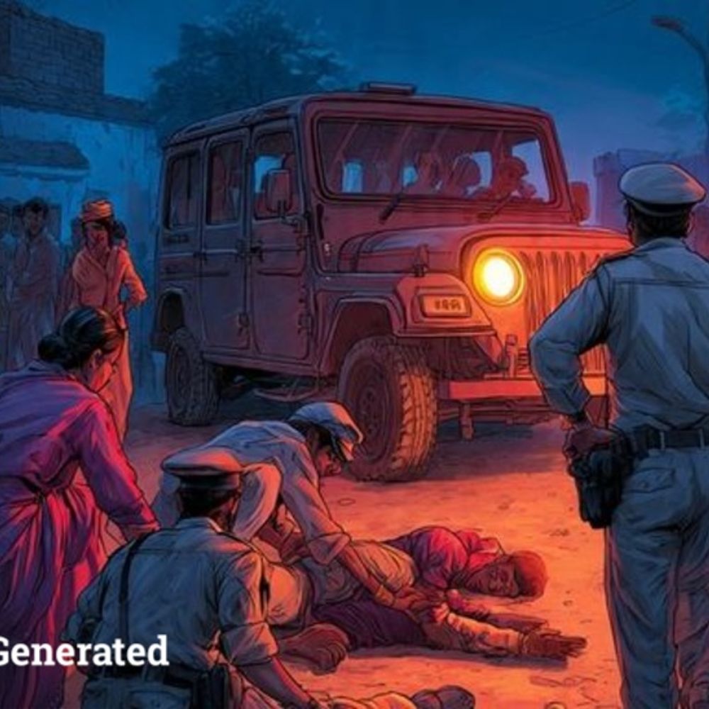 सीकर में पुलिस की गाड़ी रोकी, फिर आगे लेटी महिलाएं:आरोपियों को पकड़ने के दौरान हुई धक्का मुक्की; आरोपी अंधेरे का फायदा उठाकर मौके से भागे