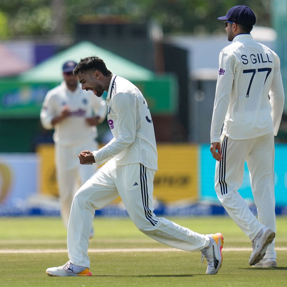 भारत के खिलाफ श्रीलंका मुश्किल में, स्कोर-138/5:मानव सुथार ने दो विकेट लिए; भारत ने पहली पारी में 462 रन बनाए
