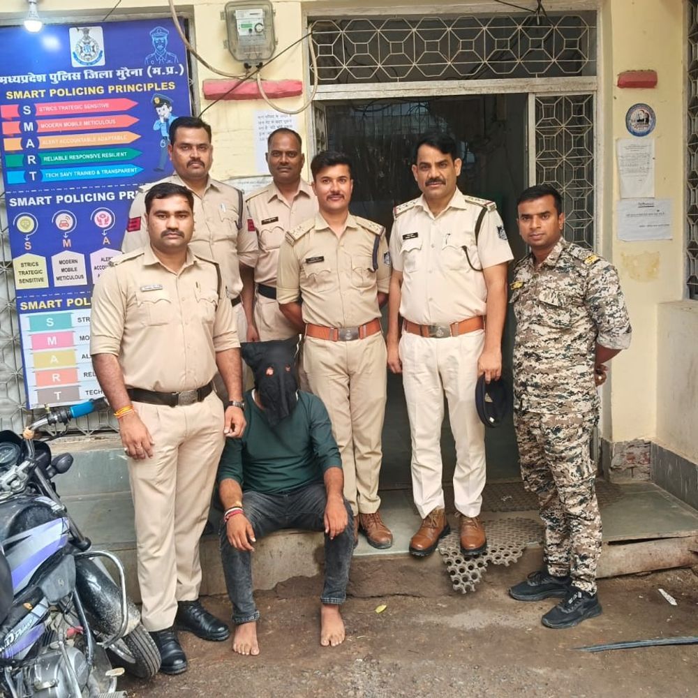 फायरिंग के बाद युवक की मौत मुख्य आरोपी गिरफ्तार:मुरैना में गाली-गलौज के बाद चलाई थी गोली, बंदूक और 2 जिंदा राउंड जब्त