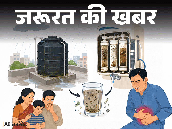 
                 जरूरत की खबर- बारिश में दूषित हो सकता है पानी:हो सकते हैं गंभीर हेल्थ रिस्क, एक्सपर्ट से जानें वाटर टैंक क्लीनिंग का सही तरीका 
            