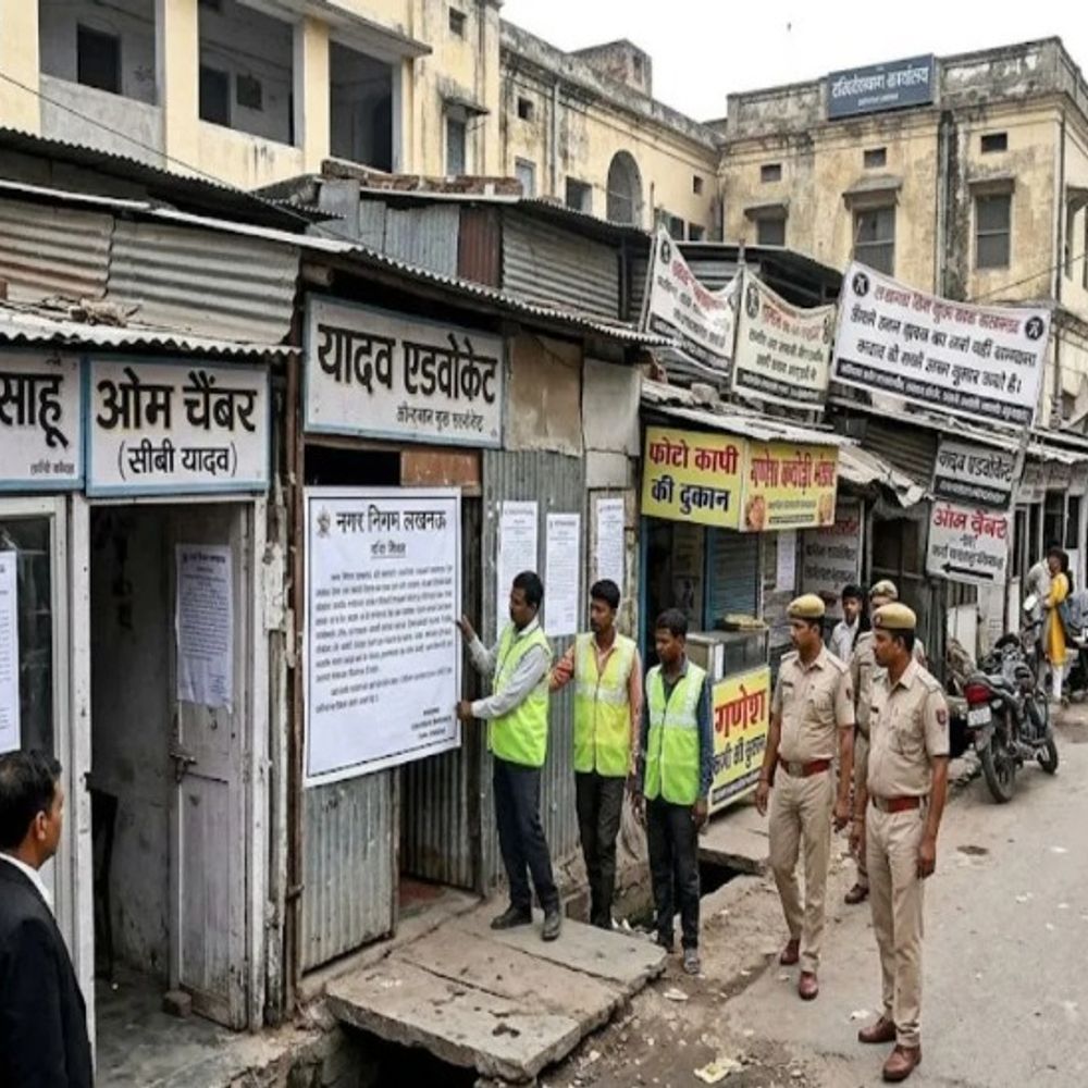 वकीलों के अवैध चैंबरों पर नगर निगम की नोटिस चस्पा:30 अगस्त को फिर चलेगा बुलडोजर, 29 अगस्त तक कब्जा हटाने की मोहलत