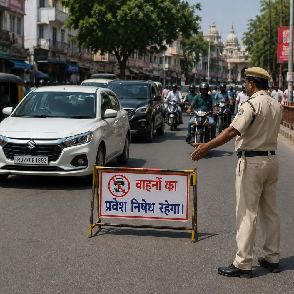 जन्माष्टमी को लेकर उदयपुर में बदली ट्रैफिक व्यवस्था:श्रीनाथजी,जगदीश और अस्थल जाने वाले मार्ग पर दो दिन बंद रहेगा यातायात