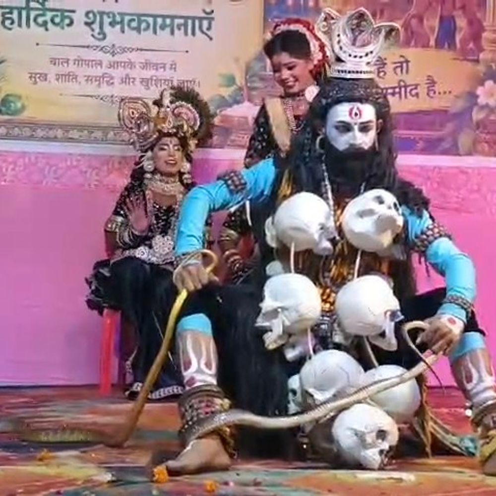 मुजफ्फरनगर में जन्माष्टमी पर कलाकारों ने दिखाईं कृष्ण-लीलाएं:दो जिंदा सांपों के साथ शिव तांडव ने चौंकाया; राधा रानी के नृत्य ने मोहा मन