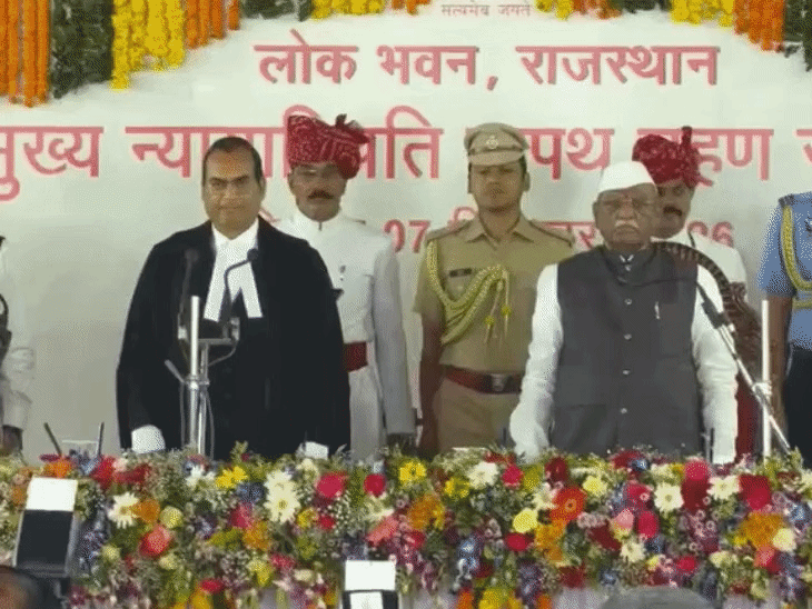 संजय के अग्रवाल ने हाईकोर्ट के मुख्य-न्यायाधीश की ली शपथ:राजस्थान हाईकोर्ट के 44वें सीजे बनें; राज्यपाल हरिभाऊ बागड़े ने दिलाई शपथ
