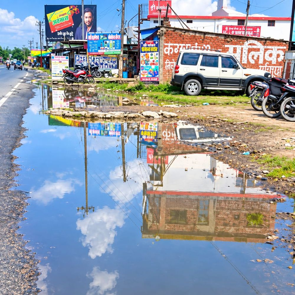काझा चौक पर एसएच-65 किनारे 2 माह से जमा पानी सड़ रहा, मलेरिया का खतरा