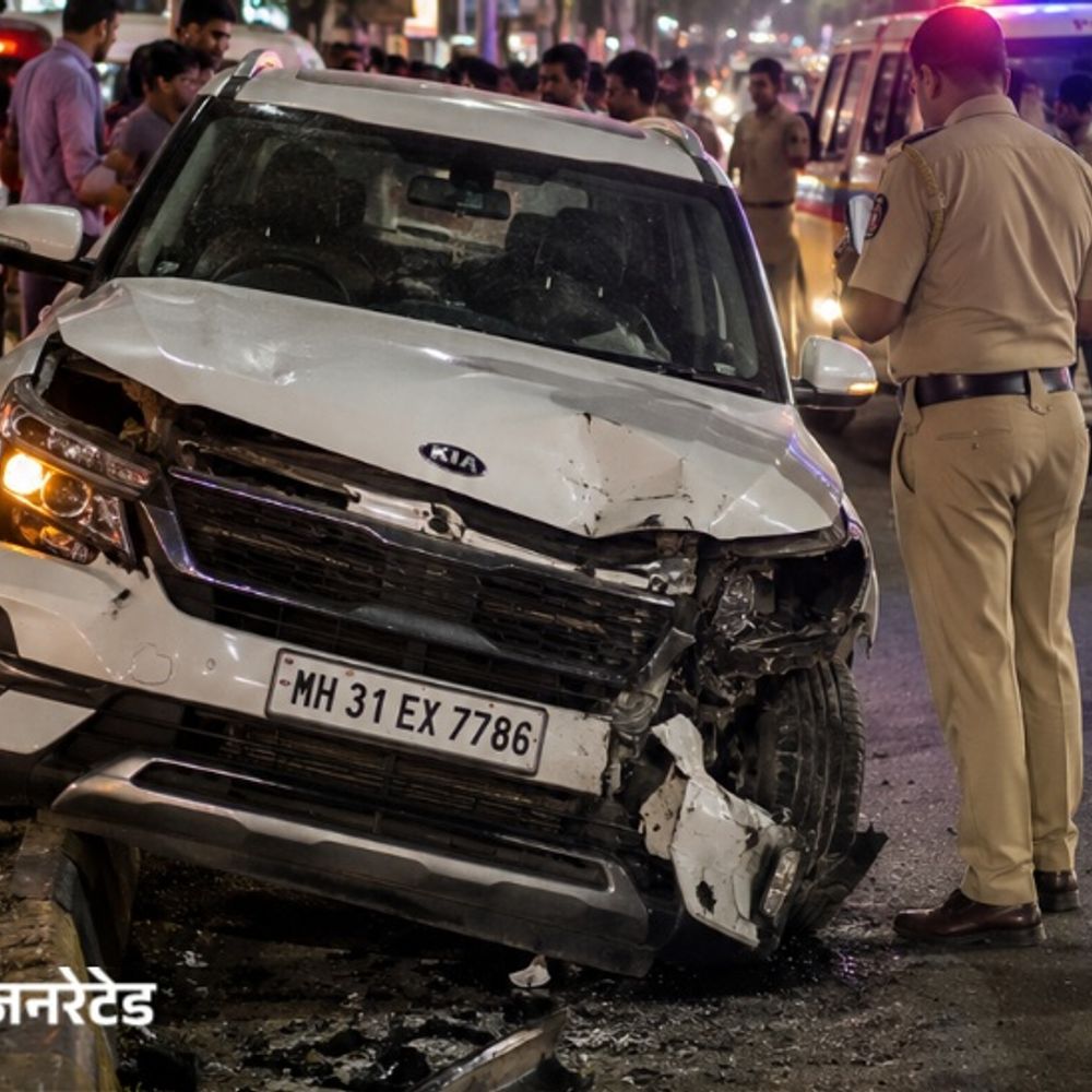 महिला ने कार से 7 लोगों को मारी टक्कर, गिरफ्तार:3 बच्चे भी शामिल; नशे में गाड़ी चलाने का शक, नागपुर का मामला