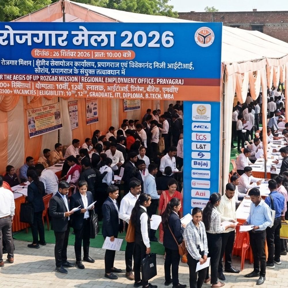 प्रयागराज में 26 सितंबर को रोजगार मेला:3,300 से ज्यादा पदों पर भर्ती, 23 कंपनियां करेंगी उम्मीदवारों का चयन