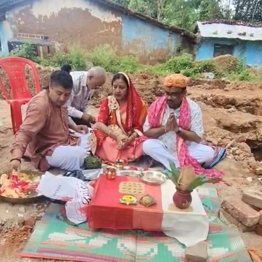 पिथरा गांव में जगन्नाथ मंदिर की रखी गई नींव