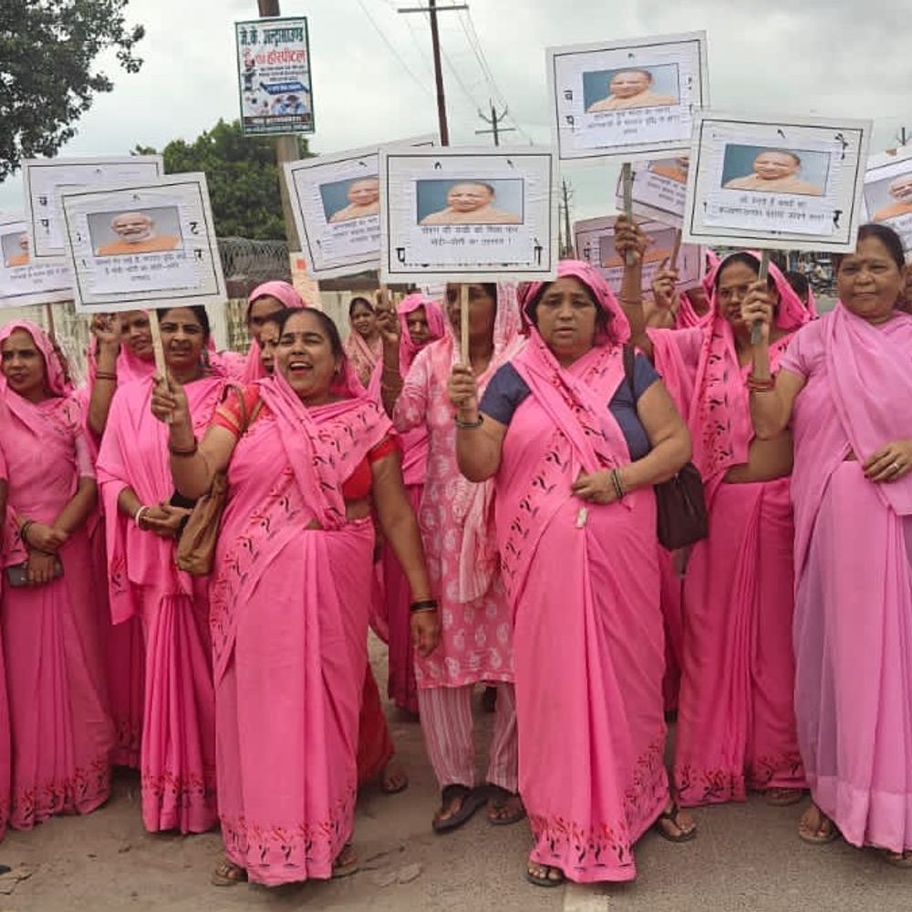 मानदेय बढ़ने पर आंगनबाड़ी कार्यकत्रियों ने निकाली धन्यवाद रैली:सेवा संकल्प अभियान के तहत 1,830 केंद्रों पर कार्यक्रम, पीएम-सीएम का जताया आभार