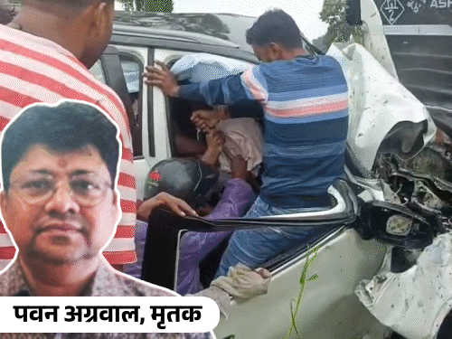 कानपुर में फॉर्च्यूनर टैंकर से टकराई, करोड़पति कारोबारी की मौत:डिवाइडर तोड़ते हुए दूसरी लेन में पहुंची; स्टीयरिंग में बुरी तरह फंसे