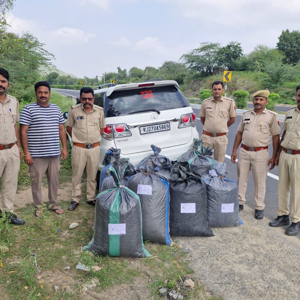 कार से 175 किलो 900 ग्राम डोडा पोस्त जब्त:मालेरा हाईवे पर पुलिस ने की कार्रवाई, आरोपी जंगल का फायदा उठाकर भागे