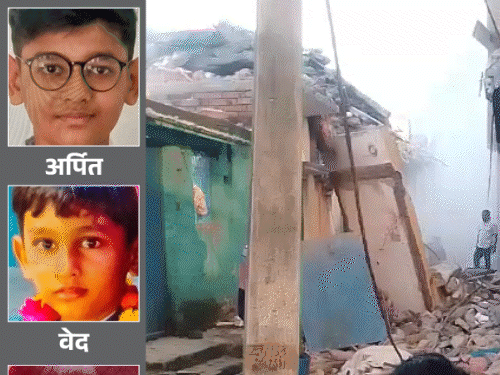 गैस सिलेंडर ब्लास्ट में 4 भाइयों सहित 5 की मौत:पड़ोस के भी 2 मकान ढहे, 15 घरों में दरारें, पड़ोसी बोले- ऐसा लगा बम ब्लास्ट हो गया