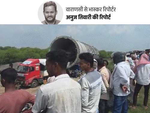 वाराणसी पहुंचा 308 पहियों वाला ‘बाहुबली’ ट्रक:लड़कियां डांसकर रील बना रहीं, 80 KM के रूट में 2 फुट ओवरब्रिज हटेंगे; सड़क चौड़ी हो रही