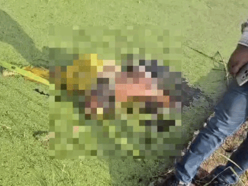 प्लॉट में भरे पानी में मिला युवती का शव:बिना कपड़ों के मिली; हाथ पर ‘MD’ 'शब्द का टैटू और स्टार के निशान बने