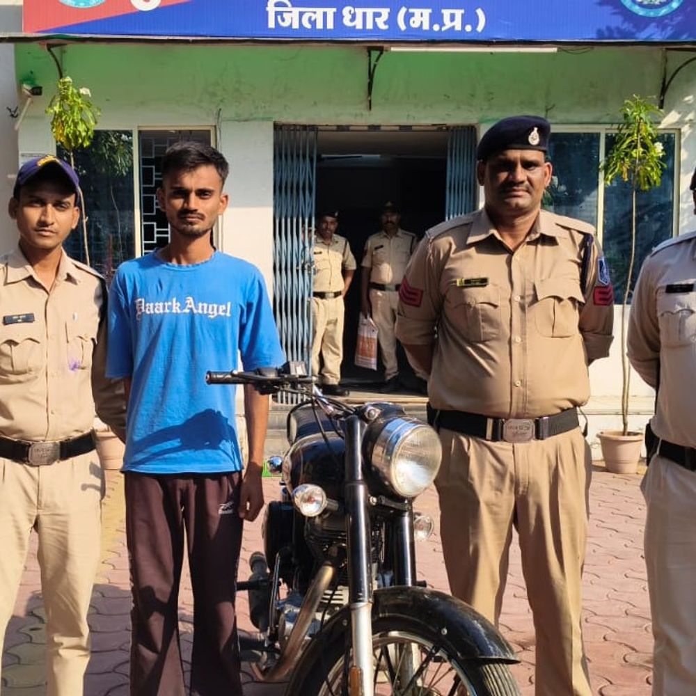 धार से चोरी हुई बाइक राजगढ़ में मिली:आरोपी गिरफ्तार, 3 लाख रुपए की बुलेट बाइक बरामद