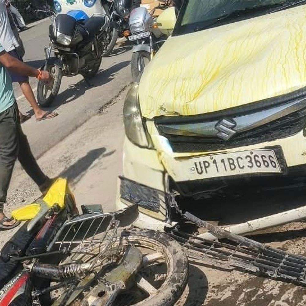 कार की टक्कर से बाइक सवार की मौत:सहारनपुर में इंडियन पेट्रोल पंप के सामने हुआ हादसा, कार चालक फरार