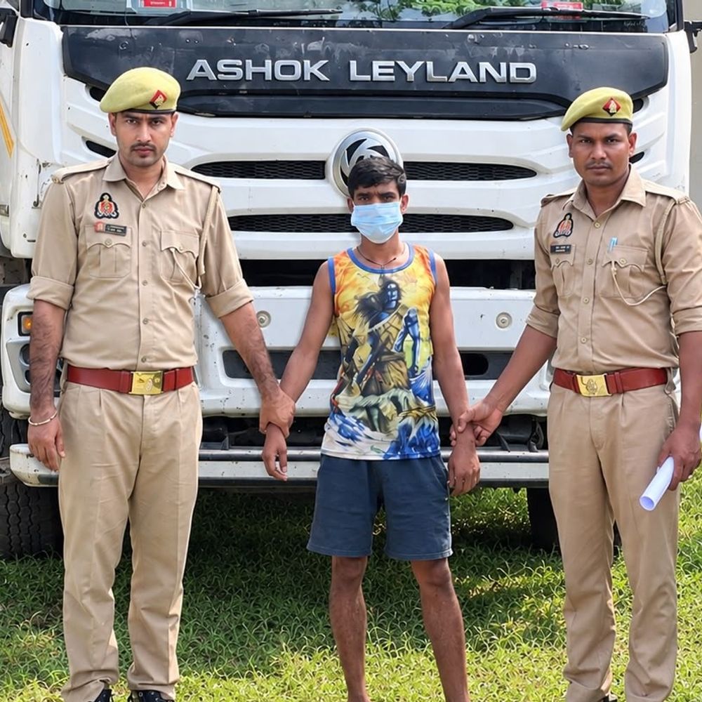 ट्रक ड्राइवर ने कार सवार को कुचलने की कोशिश की:थानाध्यक्ष पर भी ट्रक चढ़ाने का प्रयास, टोल बैरियर तोड़ा; आरोपी गिरफ्तार