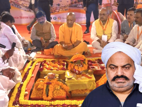 अतीक जिस कसारी-मसारी में दफन, उसका नाम योगी ने बदला:बोले- ये कसाइयों जैसा लगता था; गरीबों के लिए 602 फ्लैट बनेंगे, VIDEO