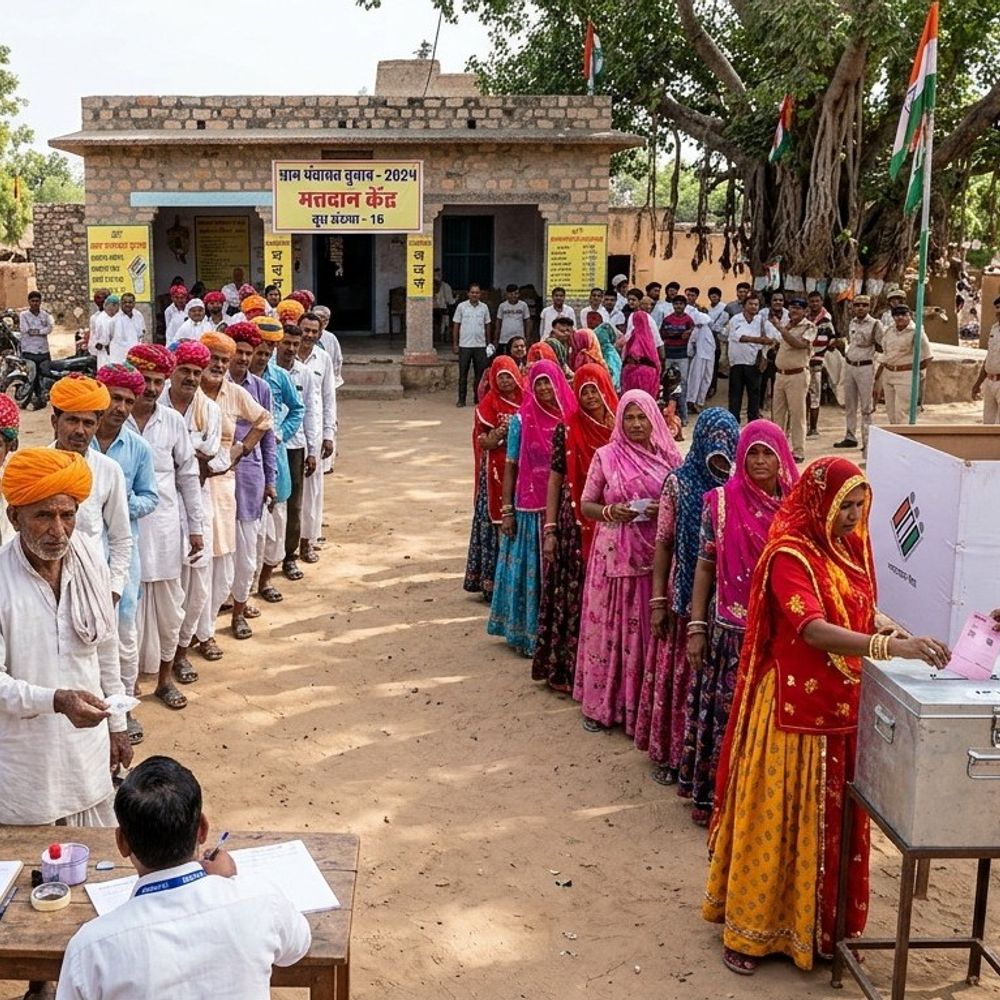 बीकानेर में पंचायत चुनाव के पहले फेज की वोटिंग शुरू:चार पंचायत समितियों में 319 केंद्रों पर मतदान, वोटर्स की लगी लाइनें