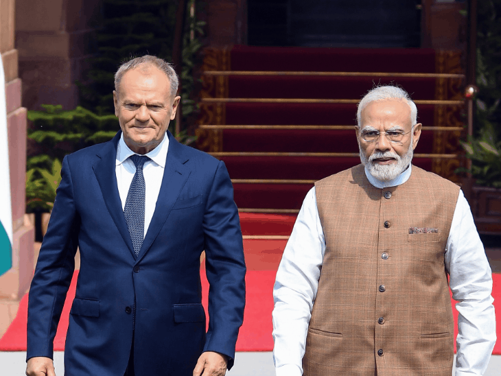 पोलैंड के PM 16 साल बाद भारत आए:मोदी ने ‘गुड महाराजा’ का जिक्र किया, दूसरे विश्व युद्ध के बाद 1000 पोलिश बच्चों को शरण दी थी