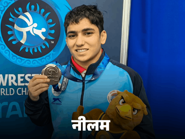 काजल ने वर्ल्ड चैंपियनशिप में बनाया रिकॉर्ड:मेडल जीतने वाली पहली भारतीय हैवीवेट रेसलर बनीं, नीलम ने भी सिल्वर मेडल दिलाया