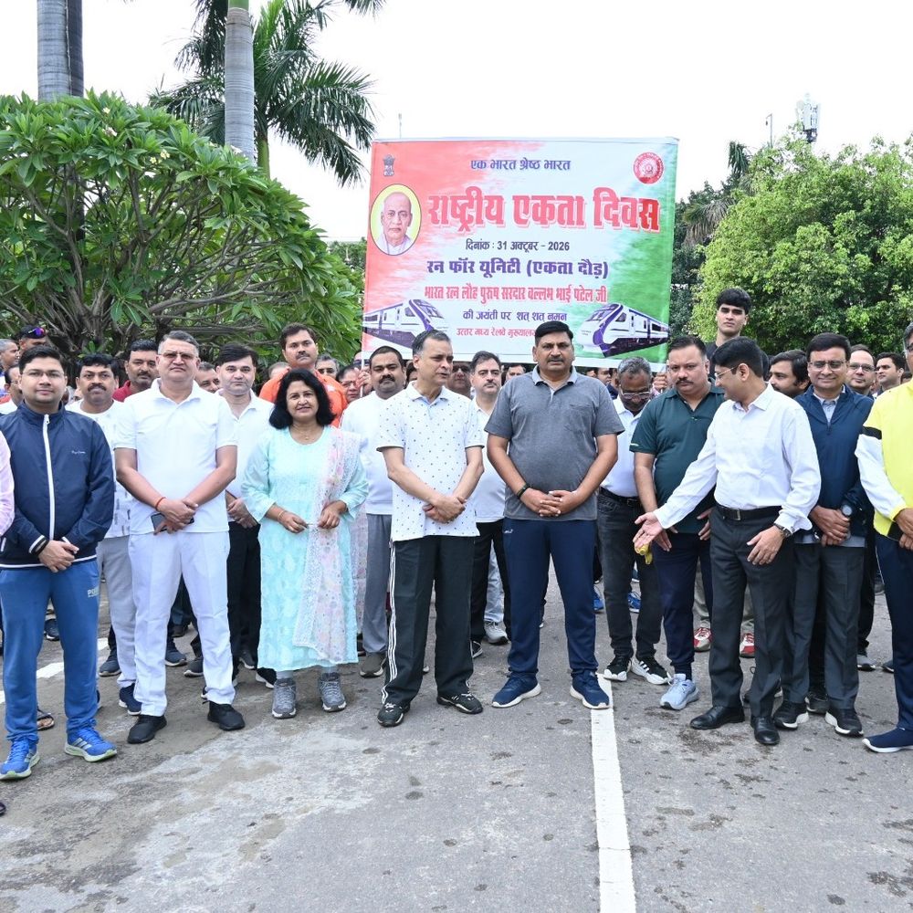 रेलवे मुख्यालय में राष्ट्रीय एकता दिवस मनाया गया:GM ने दिलाई शपथ, आरपीएफ जवानों और रेलकर्मियों ने एकता दौड़ में हिस्सा लिया