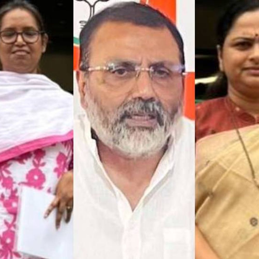 भाजप खासदार निशिकांत ​​​​​​​दुबेंना मविआच्या महिला खासदारांनी घेरले:मराठी आणि महाराष्ट्राविषयी वक्तव्याचा विचारला जाब