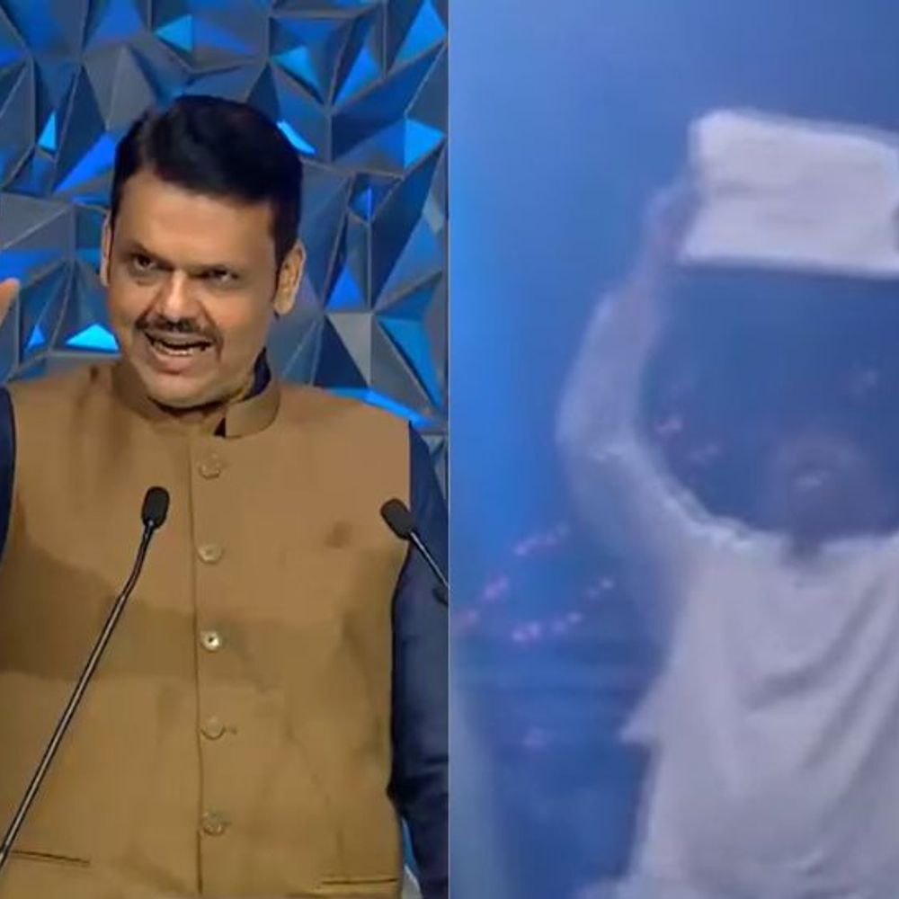 महाराष्ट्र राज्य मराठी चित्रपट पुरस्कार कार्यक्रमात मुख्यमंत्र्यांसामोर घोषणाबाजी:’खालिद का शिवाजी’ चित्रपटाला विरोध; कार्यक्रम खराब करू नका, देवेंद्र फडणवीसांचे आवाहन