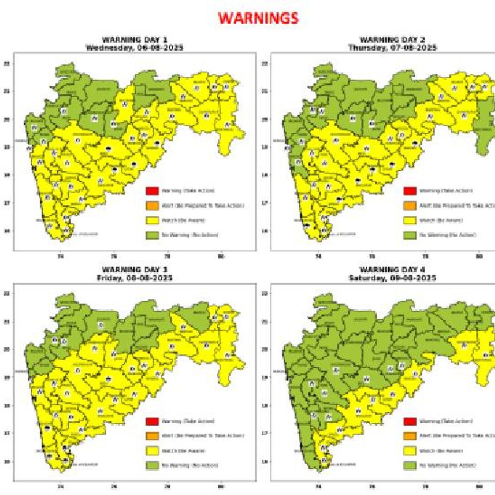 मराठवाड्यात 7-8 तर विदर्भात 8-10 ऑगस्ट दरम्यान मुसळधार:रायगड, रत्नागिरी, सिंधुदुर्ग, पुणे, सातारा घाटमाथांना सतर्कतेचा इशारा