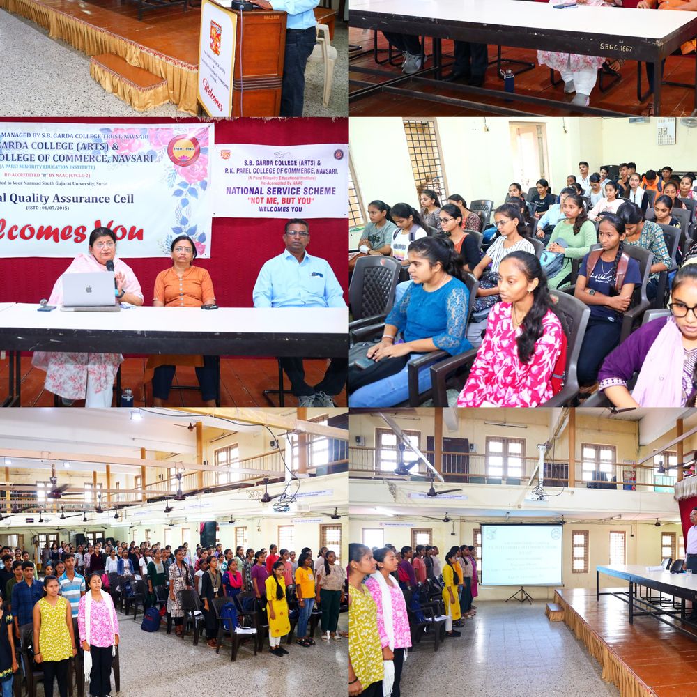 નવસારી: SB ગાર્ડા કૉલેજમાં NSS દ્વારા નવા વિદ્યાર્થીઓ માટે અભિમુક્તા કાર્યક્રમ, 115 સ્વયંસેવકો ઉપસ્થિત.